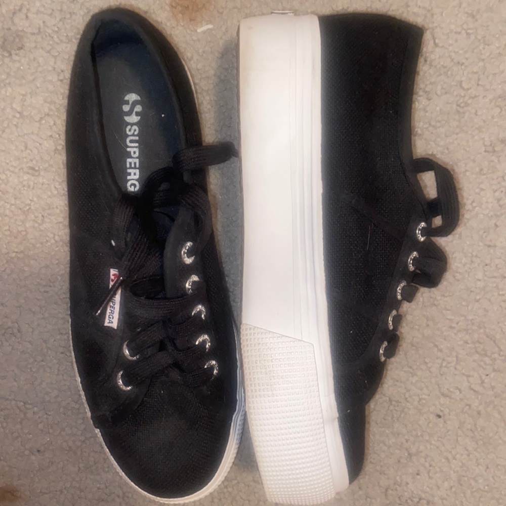 Black Superga platform sneakers size 37